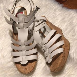 NWT MarcFisher White Wedge Sandals